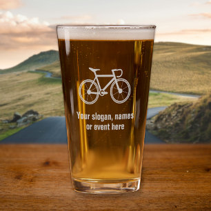Cyclist Theme Road / Racing Bicycle, any text on Pint Glass