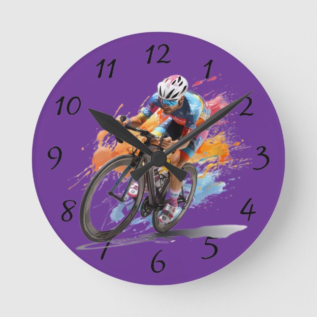 Cyclist Wall Clock Competing (Front)
