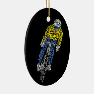 Cyclist Word Art Bicycle Cycling Ceramic Ornament