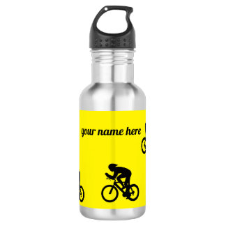 Cyclist yellow water bottle, customiseable stainless steel water bottle