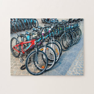 Cyclists Bicycles Parking Jigsaw Puzzle