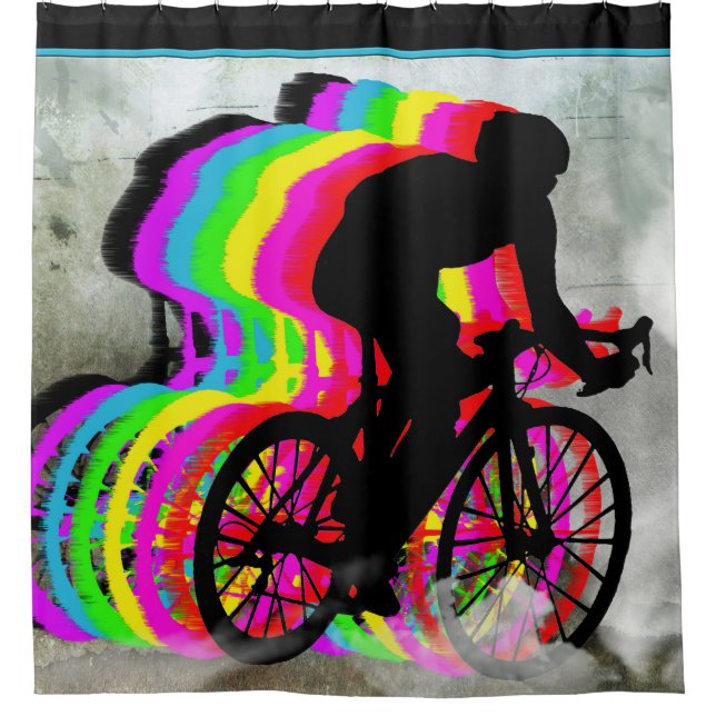 Cyclists Cycling in the Clouds Shower Curtain (Front)