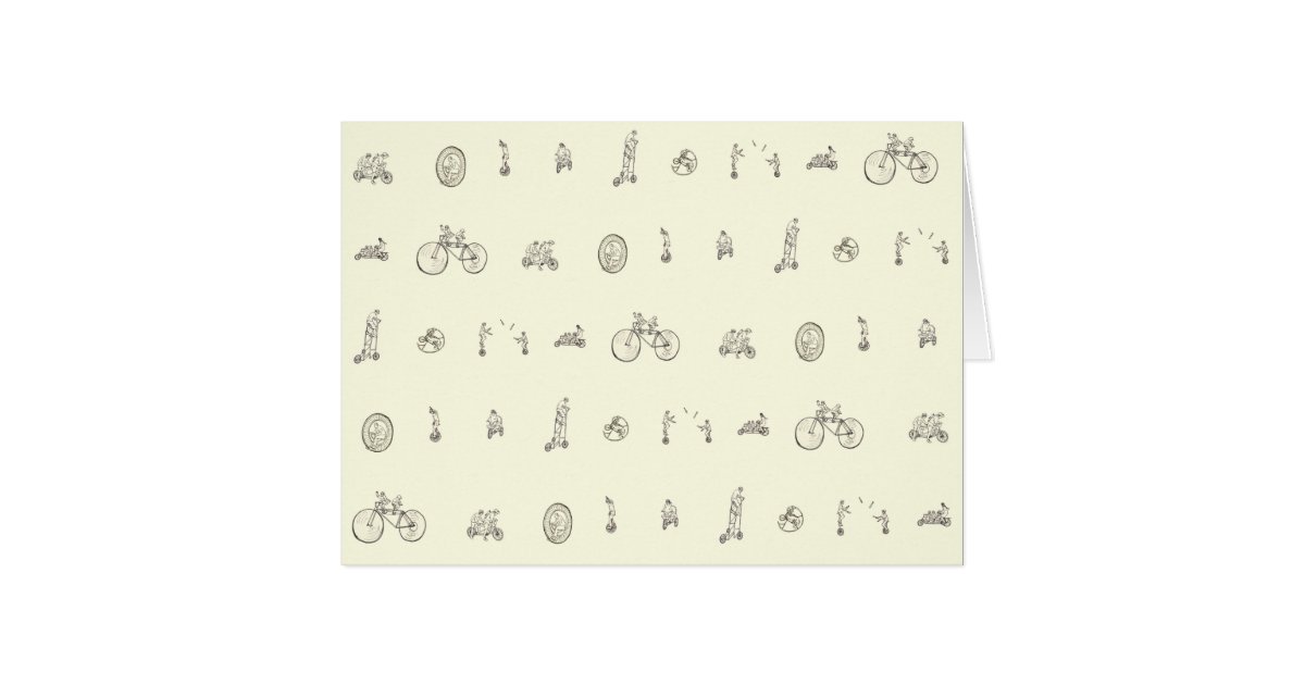 Cyclists on Quirky Bicycles Funny Cycling Drawing | Zazzle.com