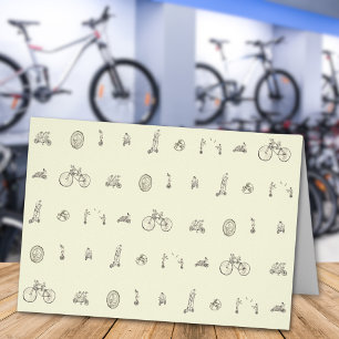 Cyclists on Quirky Bicycles Funny Cycling Drawing Cards