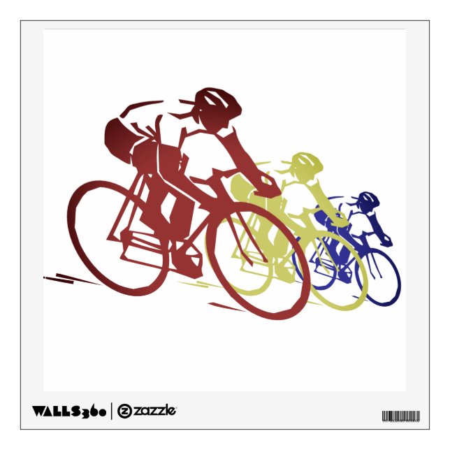 Cyclists Silhouette Bike Wall Decal Sticker (Front)