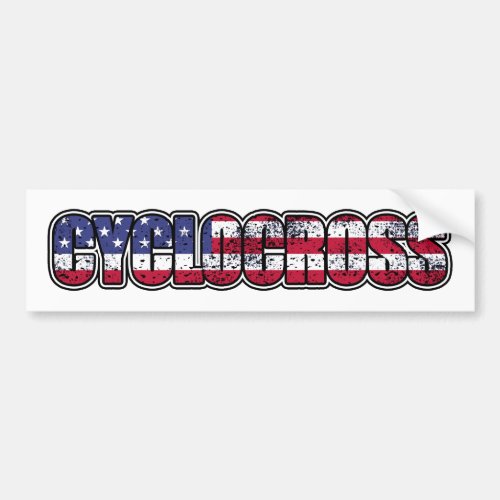 Cyclocross American Flag Bumper Sticker