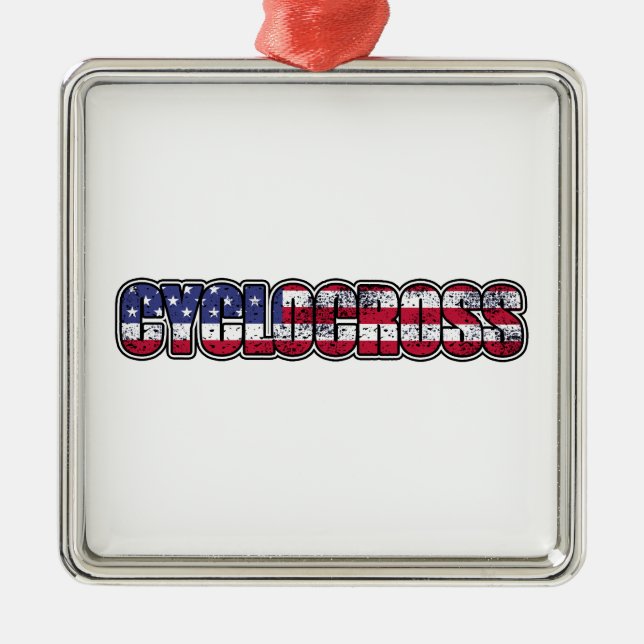 Cyclocross American Flag Metal Ornament (Front)