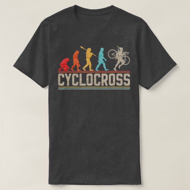 Cyclocross Bicycle Evolution of of Man Ride Gravel T-Shirt (Design Front)