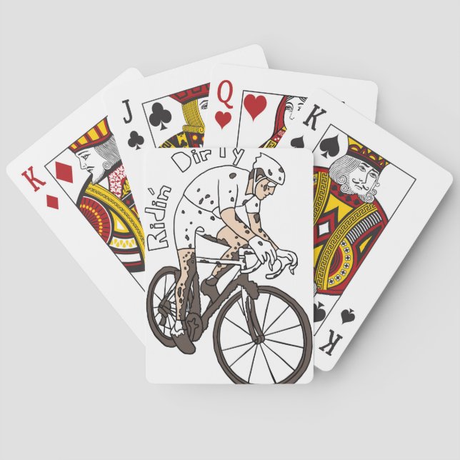 Cyclocross Rider Riding Dirty Poker Cards (Back)