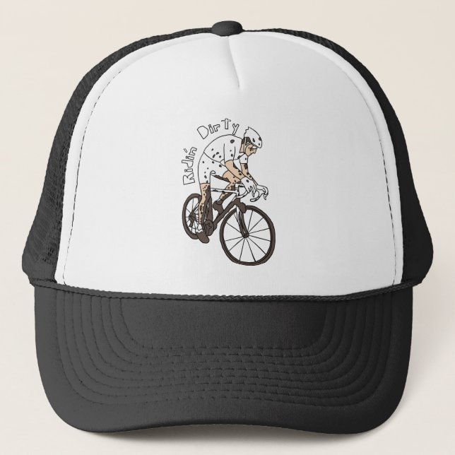 Cyclocross Rider Riding Dirty Trucker Hat (Front)