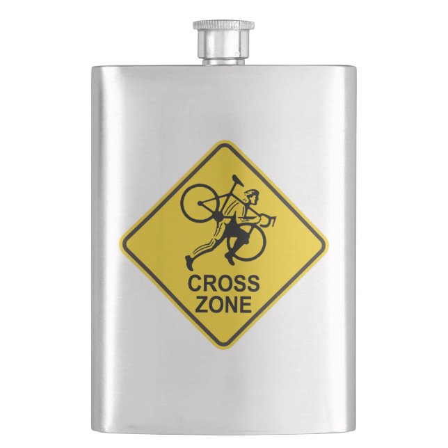 Cyclocross Zone Road Sign Flask (Front)