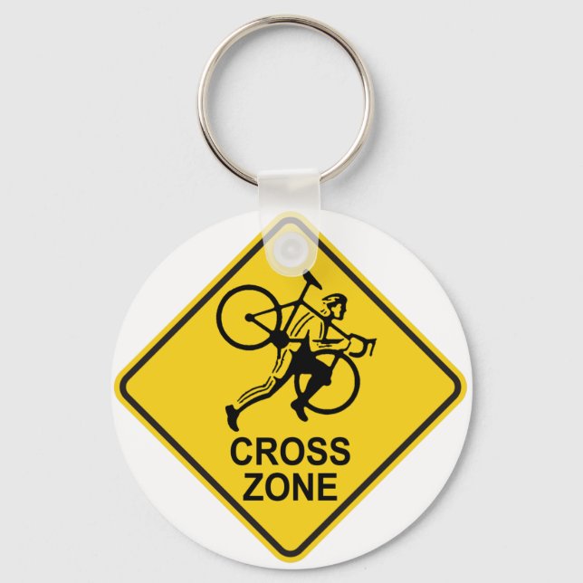 Cyclocross Zone Road Sign Keychain (Front)
