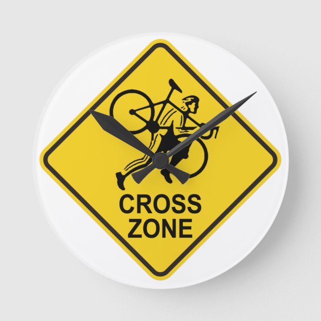 Cyclocross Zone Road Sign Round Clock (Front)