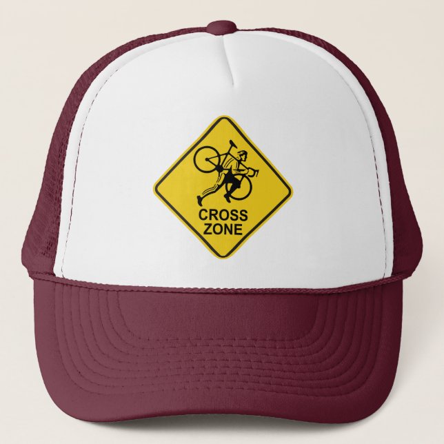 Cyclocross Zone Road Sign Trucker Hat (Front)