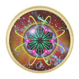Cyclon Orbz Kaleid Gold Finish Lapel Pin