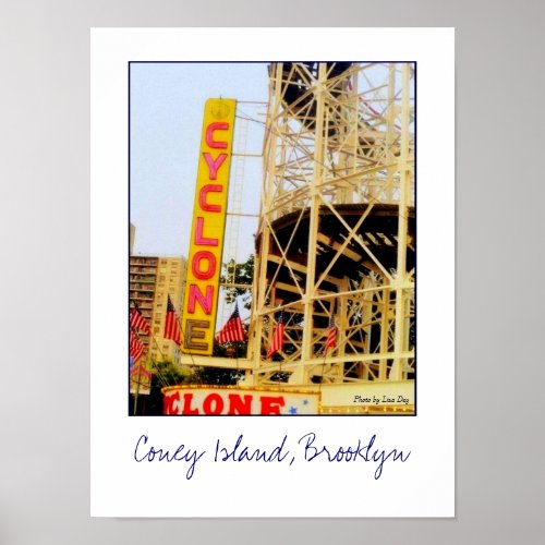 Cyclone Rollercoaster Sign Poster