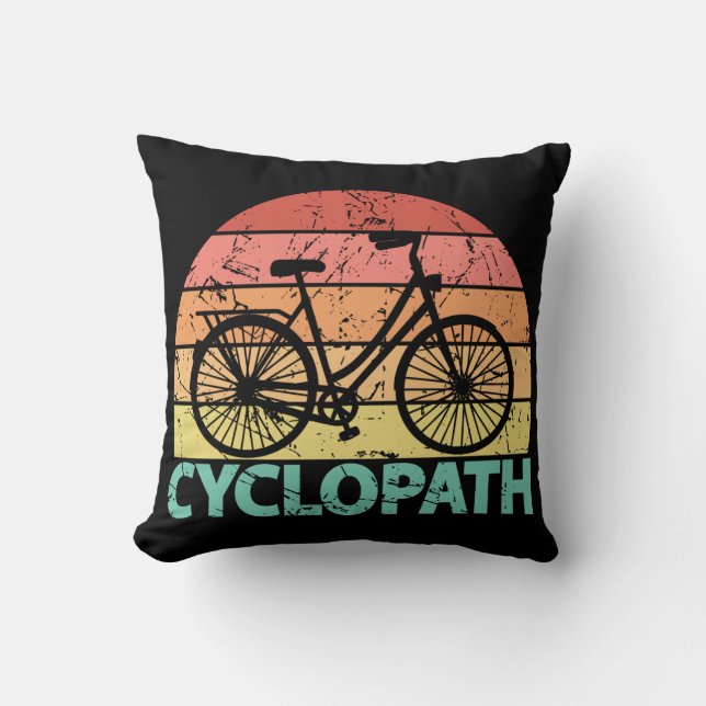 Cyclopath Funny Cycling Throw Pillow (Front)