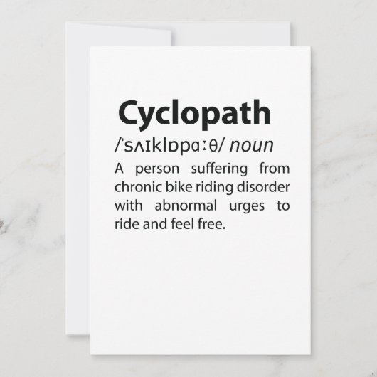 Cyclopath Funny Dictionary Definition (Front)