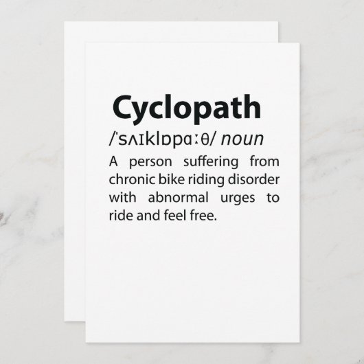 Cyclopath Funny Dictionary Definition (Front/Back)