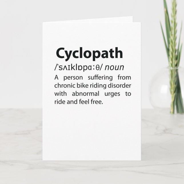 Cyclopath Funny Dictionary Definition Card (Front)