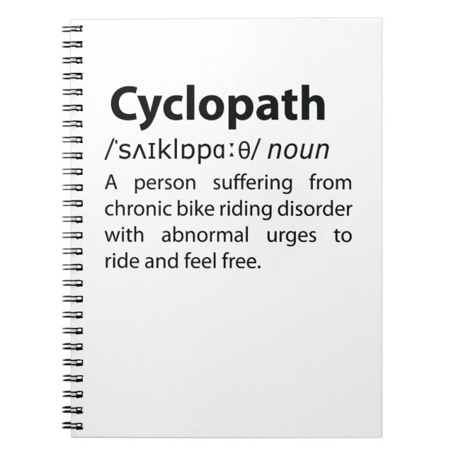 Cyclopath Funny Dictionary Definition Notebook (Front)