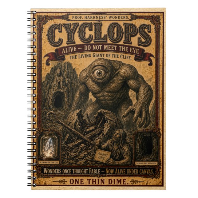 Cyclops, Vintage Circus Monster Notebook (Front)