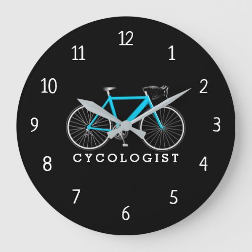 Cycologist Aqua Bicycle On Black Large Clock