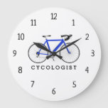 Cycologist Blue Bicycle Large Clock at Zazzle
