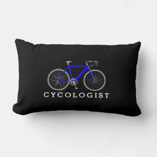 Cycologist Blue Bicycle On Black  Lumbar Pillow