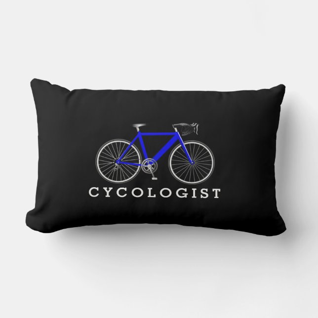 Cycologist Blue Bicycle On Black  Lumbar Pillow (Front)