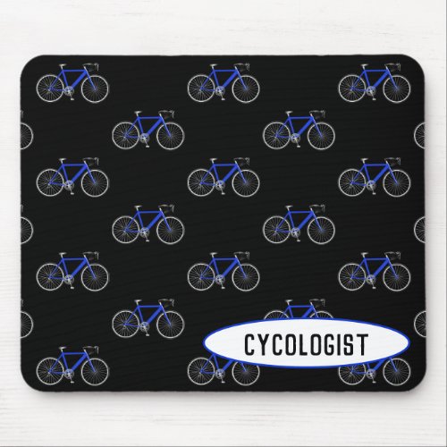 cycologist blue bicycle on black mouse pad