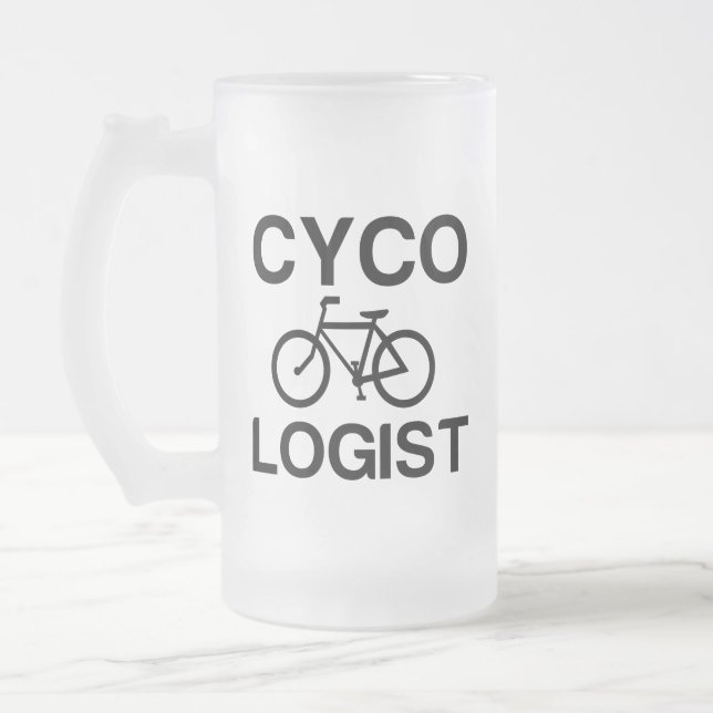 CYCOLOGIST FROSTED GLASS BEER MUG (Left)
