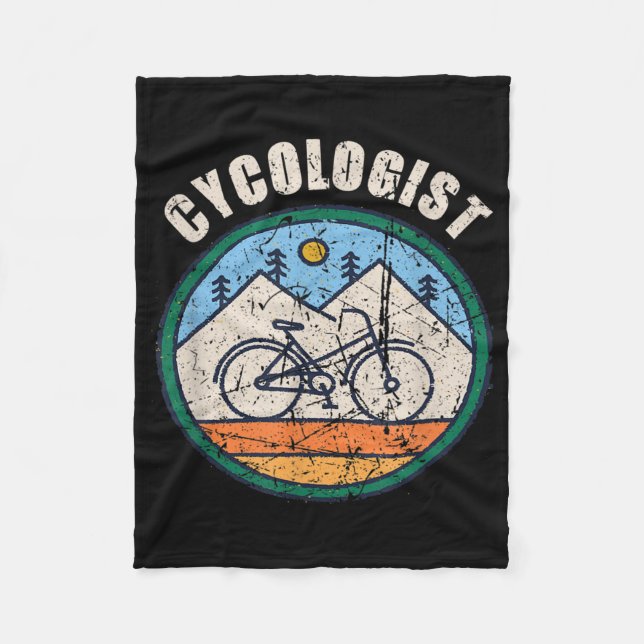 Cycologist Funny Bicycle Cycling Vintage Gift Fleece Blanket (Front)