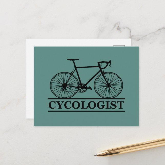 Cycologist funny cycling saying holiday postcard (Front/Back In Situ)