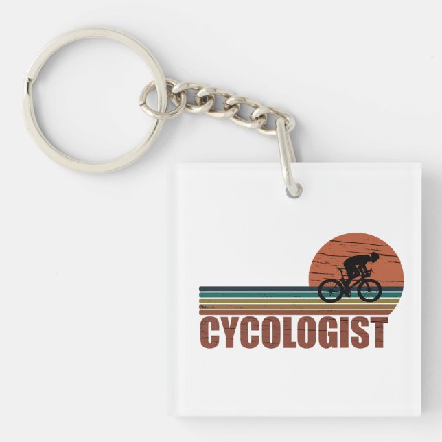 Cycologist funny cycling saying keychain (Front)