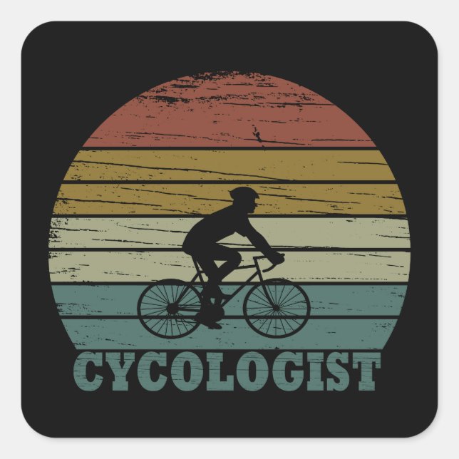 Cycologist funny cycling saying square sticker (Front)