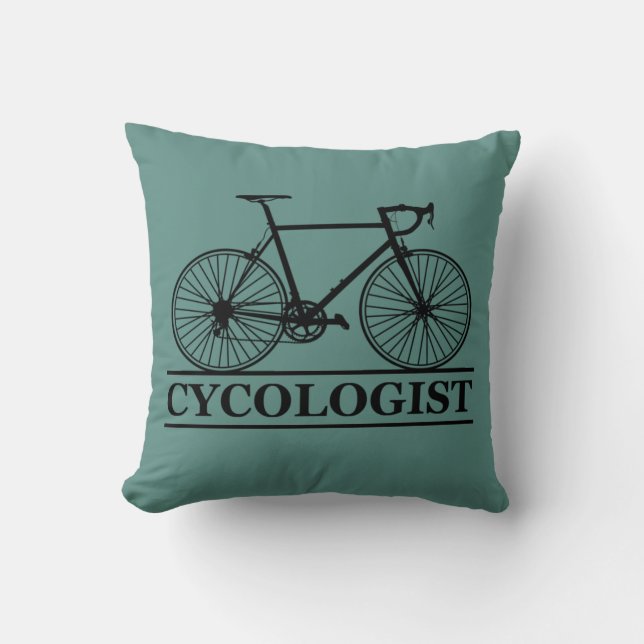 Cycologist funny cycling saying throw pillow (Front)