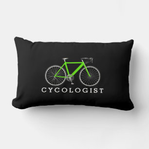 Cycologist Green Bicycle On Black Lumbar Pillow