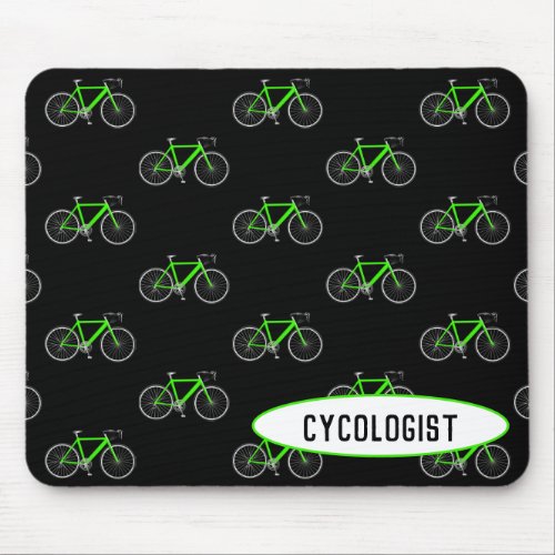 cycologist green bicycle on black mouse pad