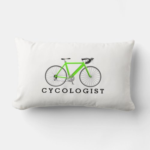 Cycologist Green Bicycle On White Lumbar Pillow
