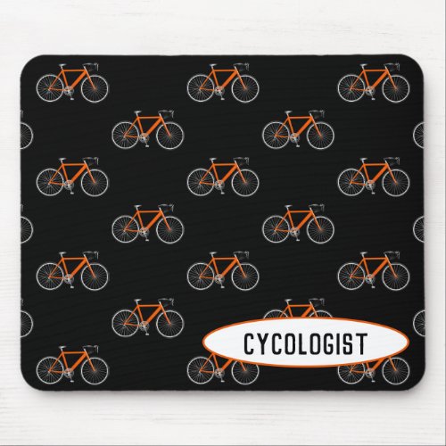 cycologist orange bicycle on black mouse pad