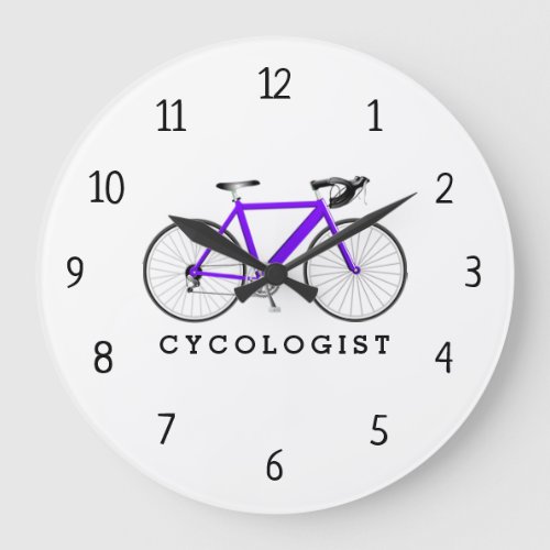 Cycologist Purple Bicycle Large Clock