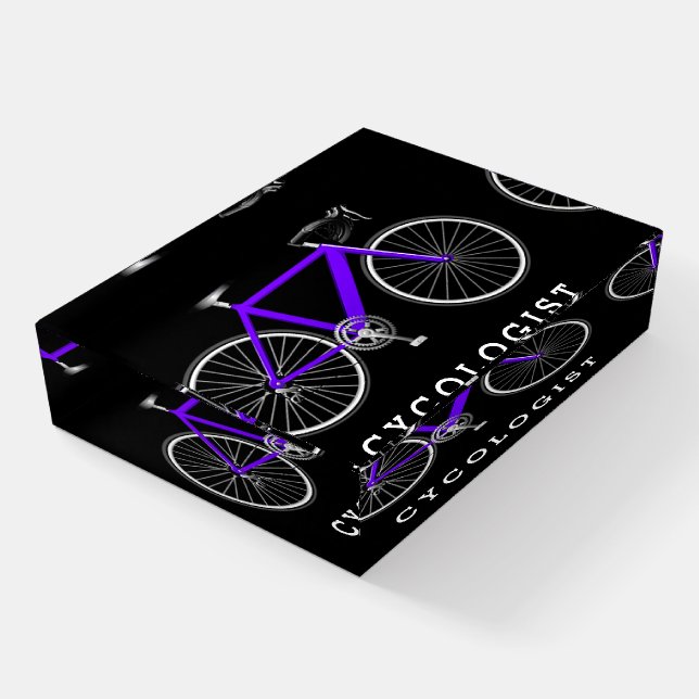 Cycologist Purple Bicycle On Black  Paperweight (Angled)