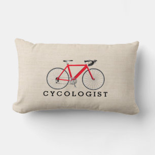 Cycologist Red Bicycle On Beige Lumbar Pillow
