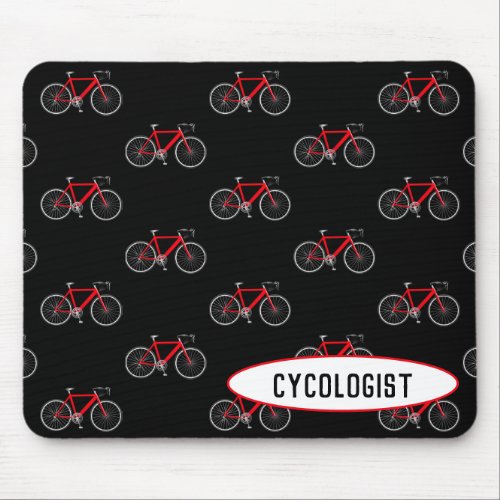 cycologist red bicycle on black mouse pad