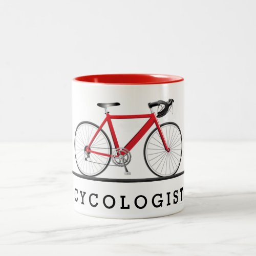 Cycologist red bicycle Two_Tone coffee mug