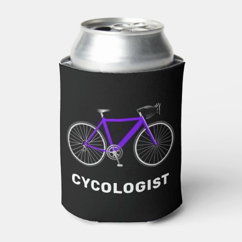 Cycologist Text and Purple Bicycle  Can Cooler