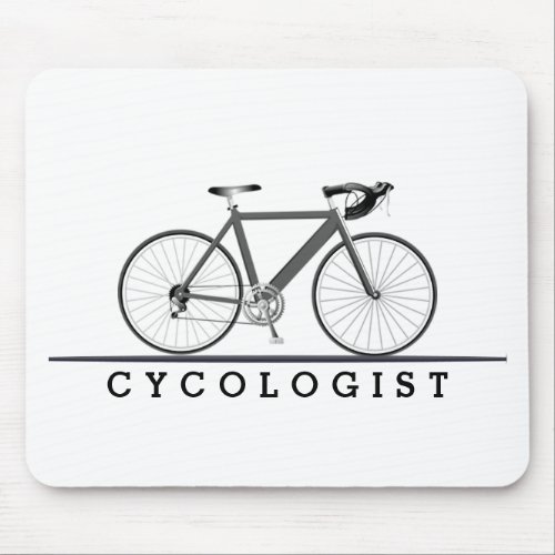 Cycologist Text with Gray Bicycle Mouse Pad