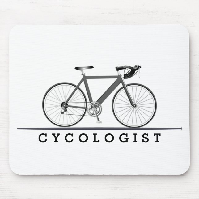 Cycologist Text with Gray Bicycle Mouse Pad (Front)