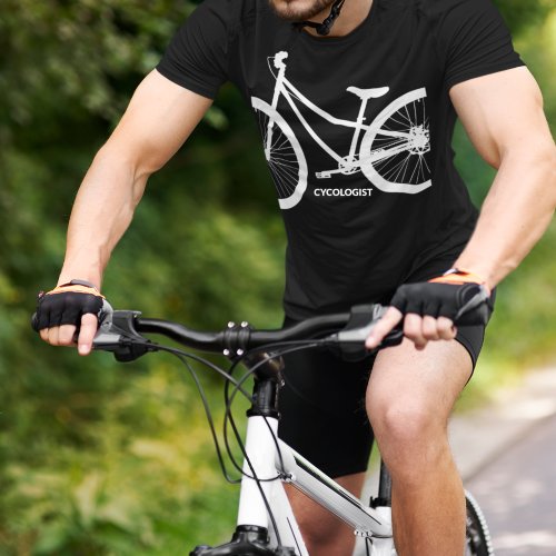 Cycologist White Bicycle Silhouette T_Shirt